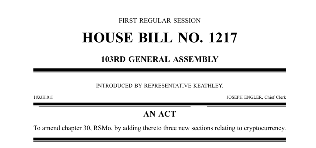 بودجه استراتژیک بیتکوین: House Bill 1217