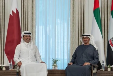 دیدار امیر قطر و رئیس امارات در ابوظبی