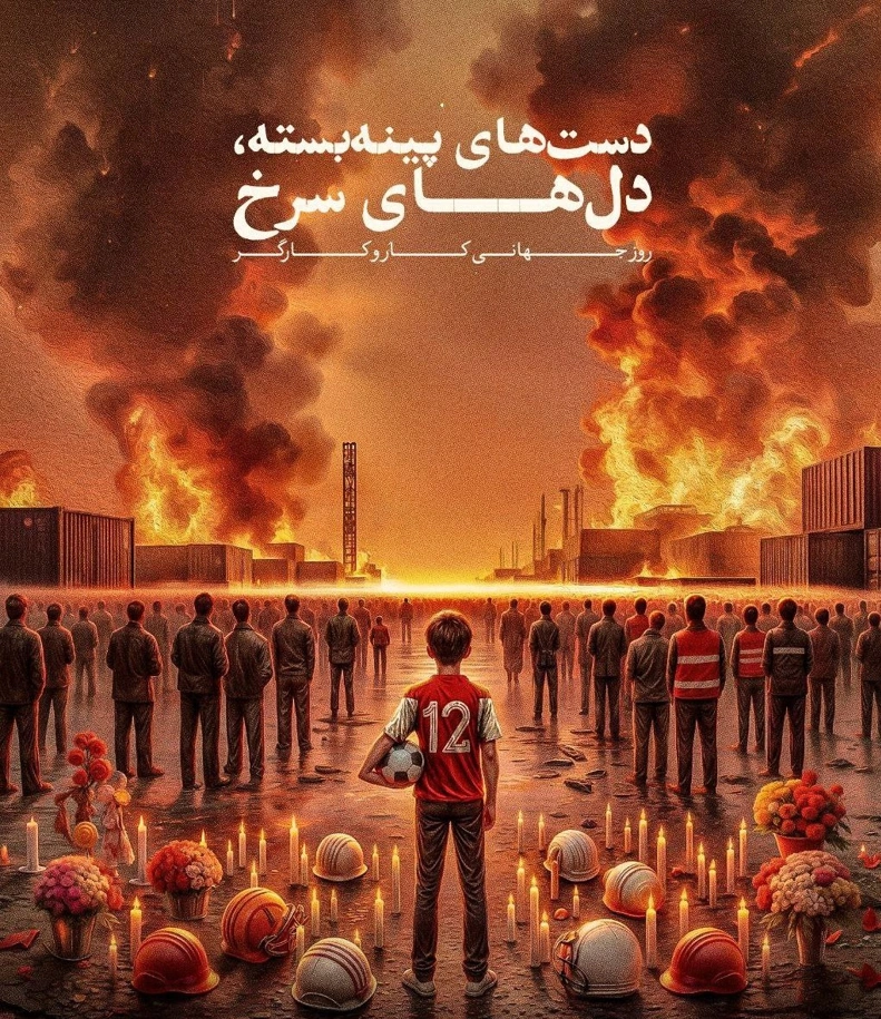 پوستر احساسی پرسپولیس: دست‌های پینه بسته، دل‌های سرخ برای حادثه بندرعباس