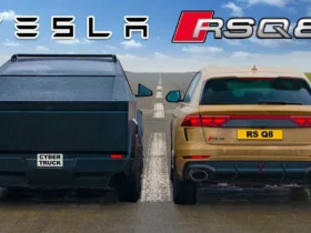 درگ جذاب تسلا سایبرتراک با آئودی RS Q8 و RS7؛ کدام سریع‌تر است؟
