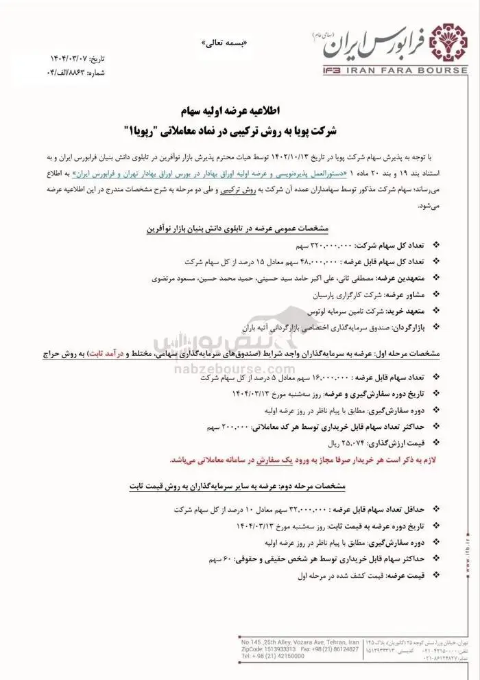 عرضه اولیه رپویا _ زمان، قیمت و نقدینگی موردنیاز خرید سهام رپویا در خرداد ۱۴۰۴