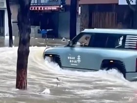 شاسی‌بلند لوکس BYD Yangwang U8 در سیل گوانگ‌دونگ خسارت‌زا شد
