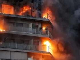 آتش‌سوزی در ساختمان آلومینیوم در خیابان جمهوری