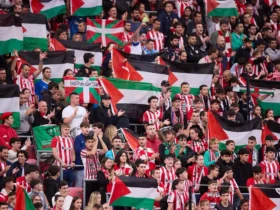حمایت باشکوه اتلتیک بیلبائو از فلسطین - شعار نسل‌کشی را متوقف کنید