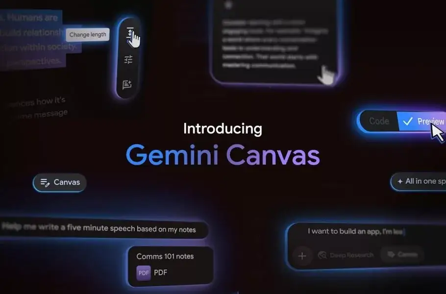 ابزار Canvas جمینای اسناد را در چند ثانیه به ارائه کامل تبدیل می‌کند