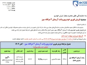 فروش فوق‌ العاده ایران‌خودرو از پنج‌شنبه ۲۹ آبان ۱۴۰۴